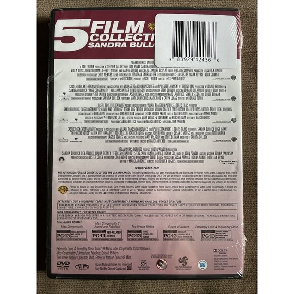 Sandra Bullock - 5 Film (DVD) Miss Congeniality 1 & 2 - Two Weeks Notice… NEW - Picture 2 of 3